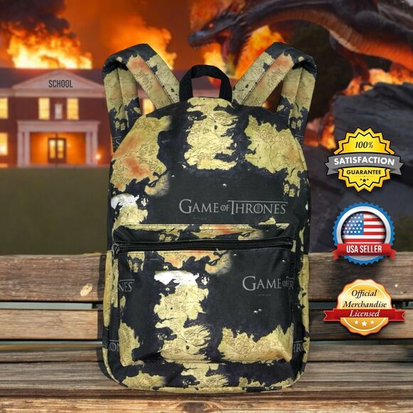 OFFICIAL Game of Thrones Map 16.5" Backpack School Book Bag Teen 14+ GOT Fantasy - Picture 1 of 16